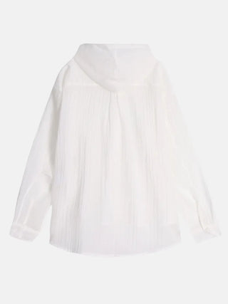 [3 colors] See-through hooded shirt