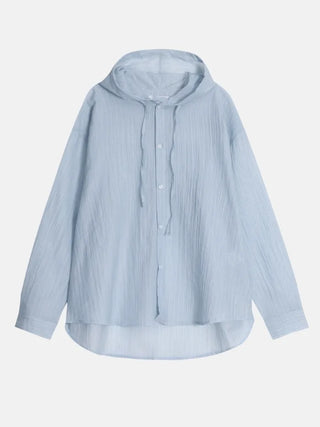 [3 colors] See-through hooded shirt