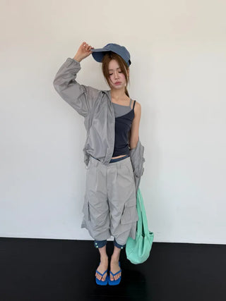 [2 colors] Half Cargo Bermuda Pants