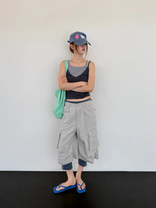 [2 colors] Half Cargo Bermuda Pants