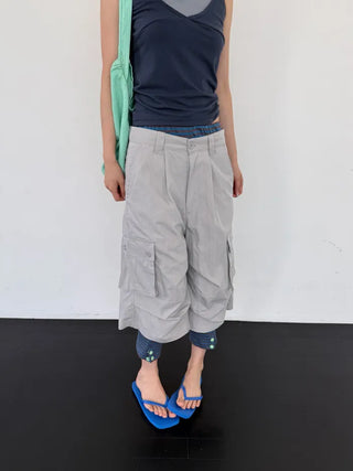[2 colors] Half Cargo Bermuda Pants