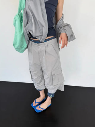 [2 colors] Half Cargo Bermuda Pants