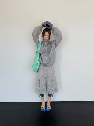 [2 colors] Half Cargo Bermuda Pants