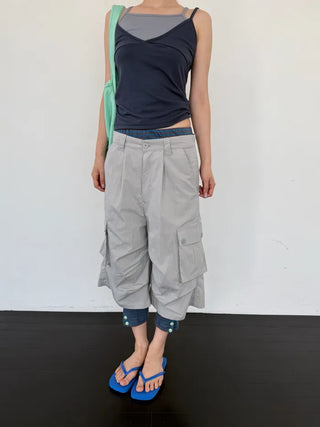 [3 colors] Double sleeveless jacket