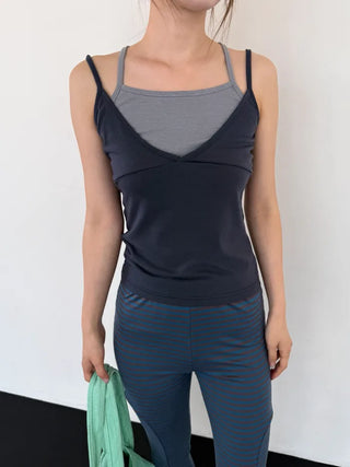 [3 colors] Double sleeveless jacket