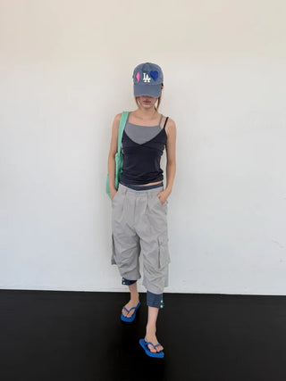 [3 colors] Double sleeveless jacket