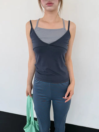 [3 colors] Double sleeveless jacket