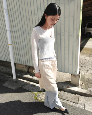 Lace neckline thermal cardigan