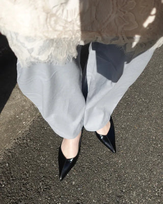 Linen wide-leg pants with elastic waistband