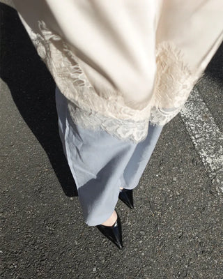 Linen wide-leg pants with elastic waistband