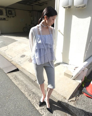 Lace neckline thermal cardigan