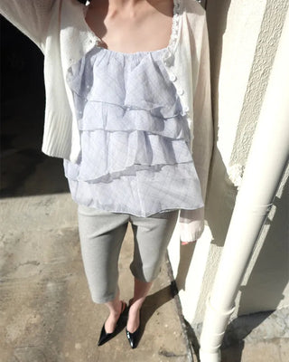 Lace neckline thermal cardigan