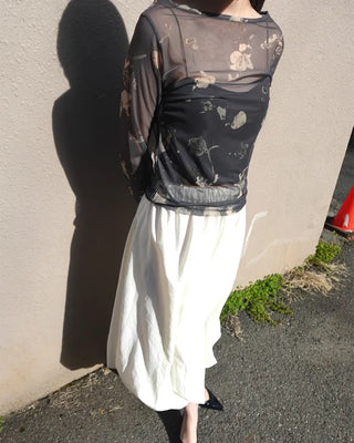 Elastic waist balloon nylon skirt
