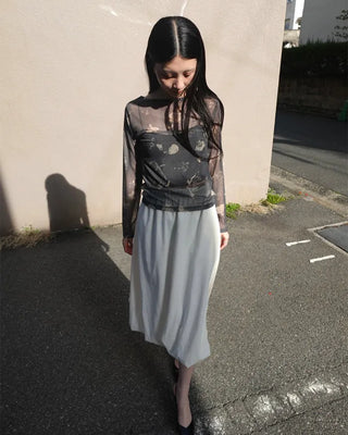 Elastic waist balloon nylon skirt