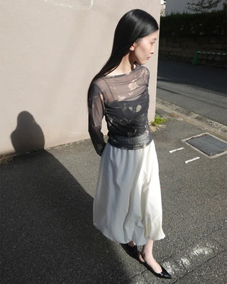 Elastic waist balloon nylon skirt