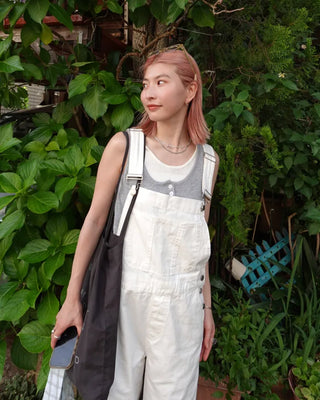 Kangaroo pocket cotton wide overalls