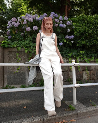 Kangaroo pocket cotton wide overalls