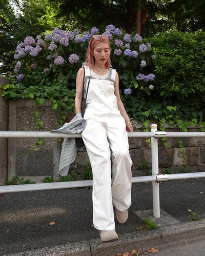 Kangaroo pocket cotton wide overalls