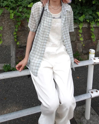 Kangaroo pocket cotton wide overalls