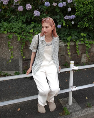 Kangaroo pocket cotton wide overalls