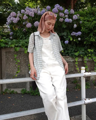 Kangaroo pocket cotton wide overalls