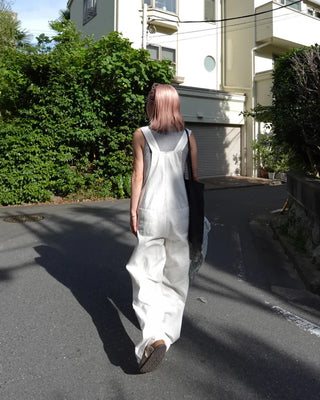 Kangaroo pocket cotton wide overalls