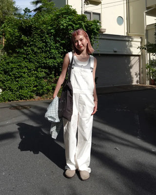 Kangaroo pocket cotton wide overalls