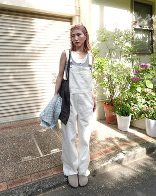 Kangaroo pocket cotton wide overalls