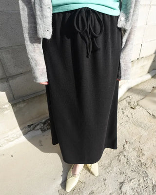 A-line ribbed long skirt
