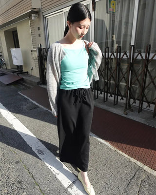 A-line ribbed long skirt