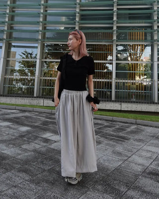 Polo neck semi-cropped ribbed knit T-shirt