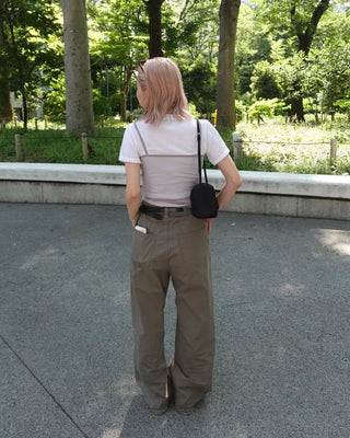 See-through ribbed half-length T-shirt
