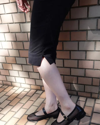 Slit hem slacks capri pants