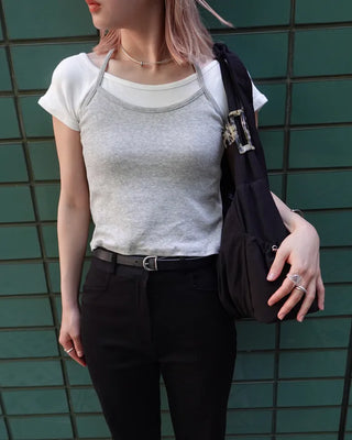 Slit hem slacks capri pants