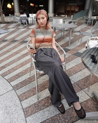 (Unisex) Pinstripe Double-Pleat Slacks