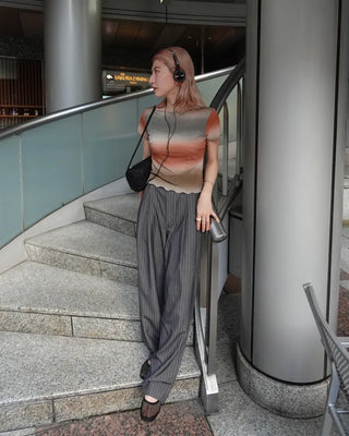 (Unisex) Pinstripe Double-Pleat Slacks