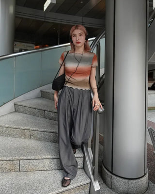 (Unisex) Pinstripe Double-Pleat Slacks
