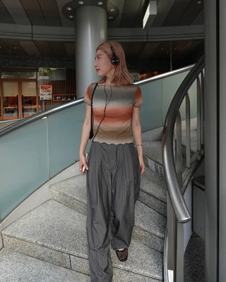 (Unisex) Pinstripe Double-Pleat Slacks