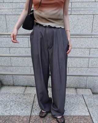 (Unisex) Pinstripe Double-Pleat Slacks