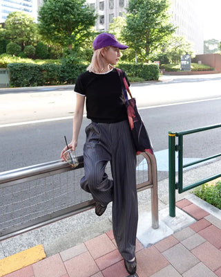 (Unisex) Pinstripe Double-Pleat Slacks