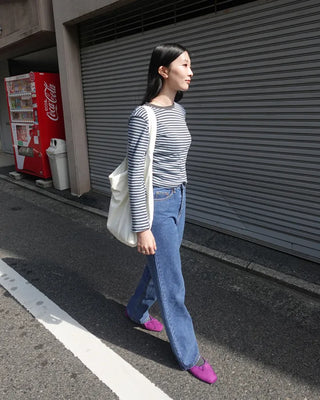 Striped simple long-sleeved T-shirt
