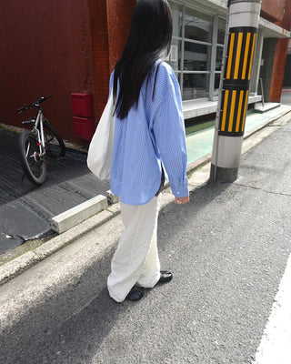 Pencil double stripe side round slit shirt