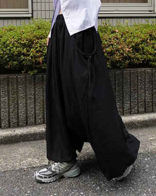 Drawstring pocket volume flared skirt