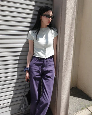 Pentagon pocket herringbone striped cotton pants