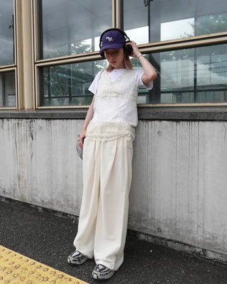 (Unisex) Wide Fit Pintuck Pants