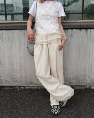 (Unisex) Wide Fit Pintuck Pants