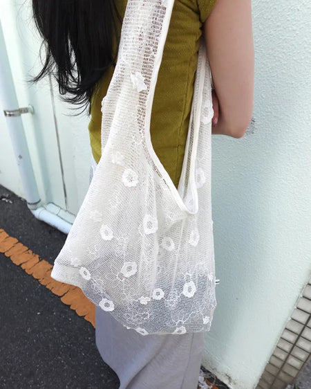 Flower Lace Tulle Tote Bag