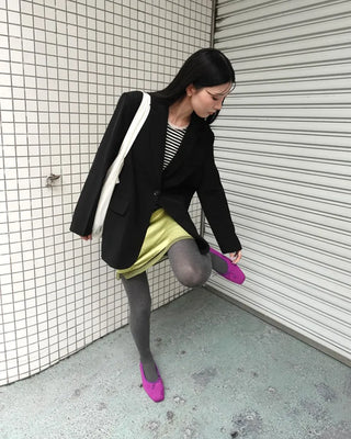 Suede ribbon flat shoes