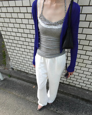 Chiffon wide-leg pants with elastic waistband