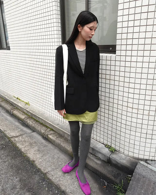 Suede ribbon flat shoes
